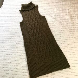 American Eagle Neutral Green Cable Knit Sweater Dress Cozy Fall Vibes Sz XS
